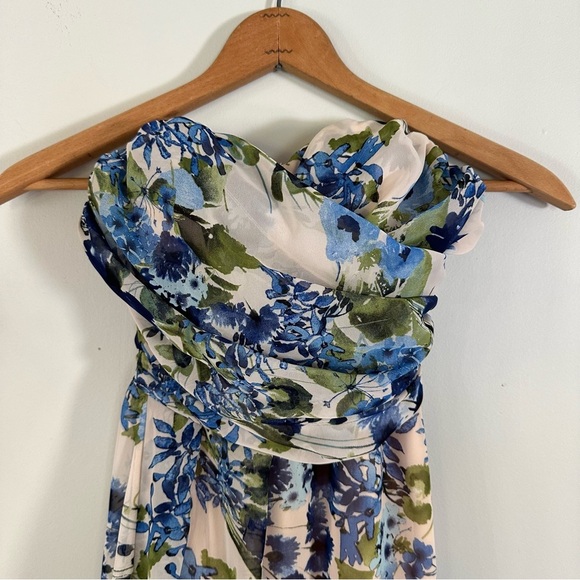 Lulus Sweet Symphony Blue Floral Print Strapless Maxi Dress Size XS - Picture 8 of 16